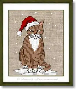Katze zu Weihnachten - Stickpackung