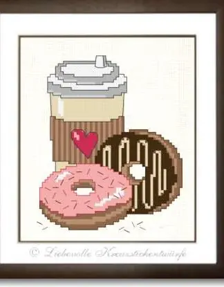 Kaffeebecher und Donuts - Stickpackung