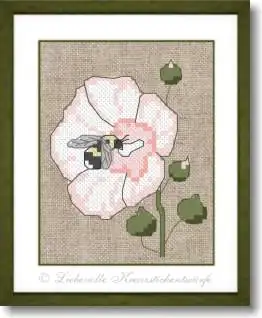 Stockrosenblüte 1, dunkel - Stickpackung