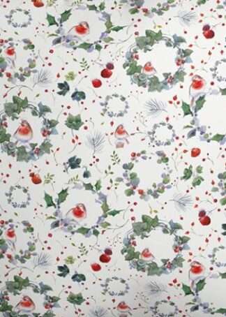 Rotkehlchen & Kränze - Baumwollstoff