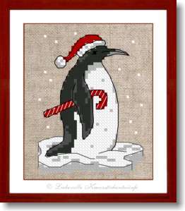 Pinguin zu Weihnachten - Stickpackung