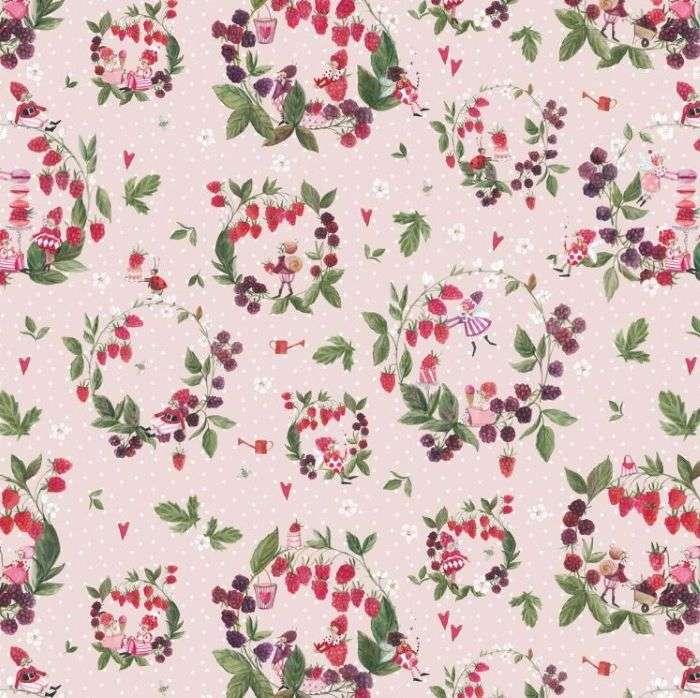 Himbeerkränze - Baumwollstoff