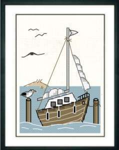Segelschiff am Hafen – Stickpackung